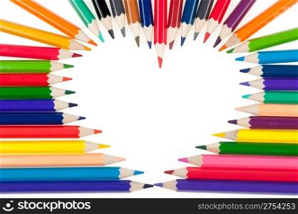 Heart from color pencils. It is isolated on a white background