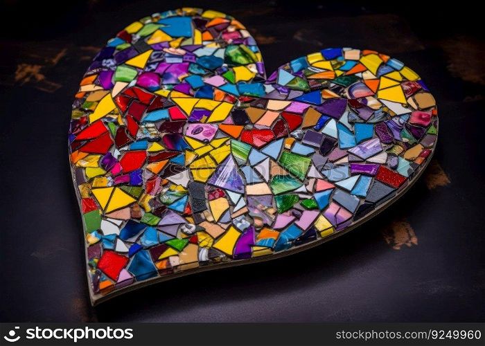 heart from colored puzzles symbol child autism disease generative ai.