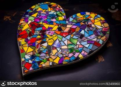 heart from colored puzzles symbol child autism disease generative ai.