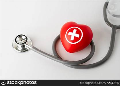 Heart icon and stethoscope, medical & health care concept
