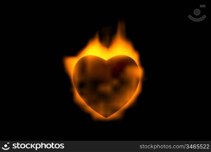heart in flame of love 3d abstract concept