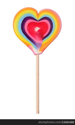 Heart lollipop isolated on white background