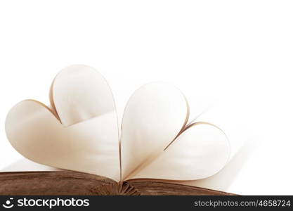 Heart made from book pages, love reading, Valentines day concept