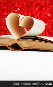 Heart made from book pages, love reading, Valentines day concept