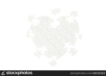 heart made from the puzzle on white