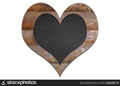 Heart made of wood and slate for love.
