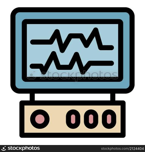 Heart monitor icon. Outline heart monitor vector icon color flat isolated. Heart monitor icon color outline vector