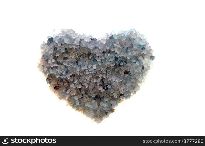 Heart of blue crystals of sea salt