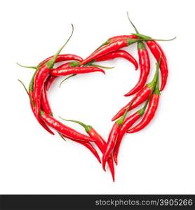 heart of chili pepper isolated on white