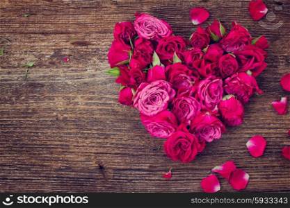 heart of fresh roses buds isolated on white background, instagram filtered