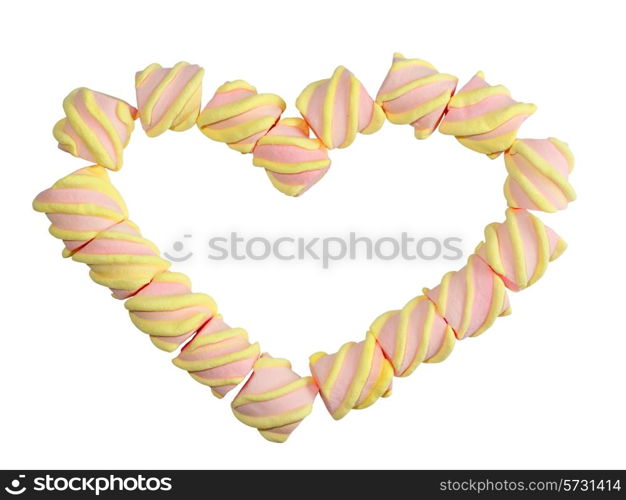 heart of marshmallow isolated on white background.