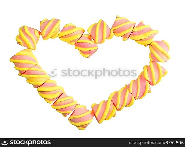 heart of marshmallow isolated on white background. valentine&acute;s day