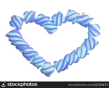 heart of marshmallow isolated on white background. valentine&rsquo;s day