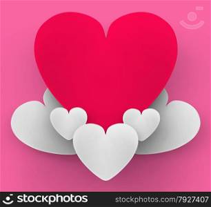 Heart On Heart Clouds Showing Romantic Heaven Or In Love Sensation