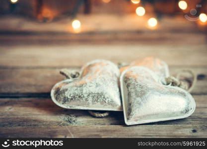 Heart ornament on rustic background