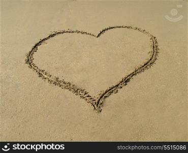 Heart painted in the sand symbol of love