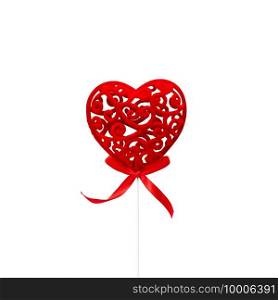 Heart pattern with ribbon. Valentine Love. Isolated on white background.. Heart pattern with ribbon