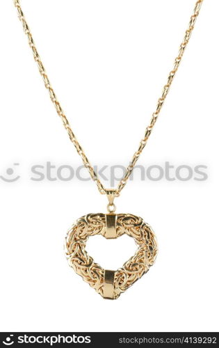 heart pendant of gold isolated on a white