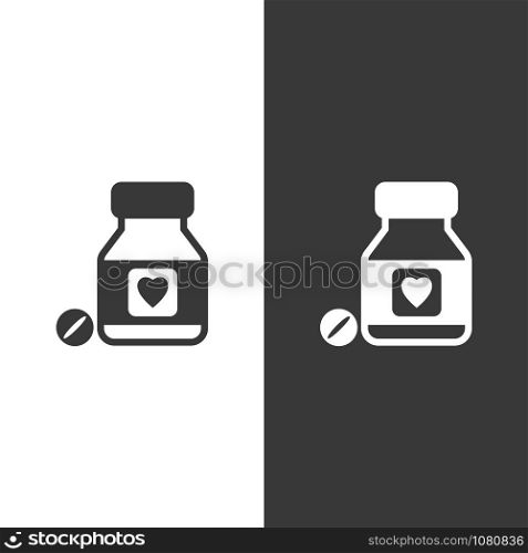 Heart pills. Flat icon. Isolated pharmacy and medicine vector illustration