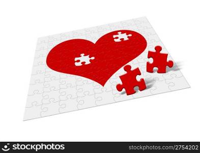 Heart - puzzle. Two fragments of heart symbolize attitudes - divorce