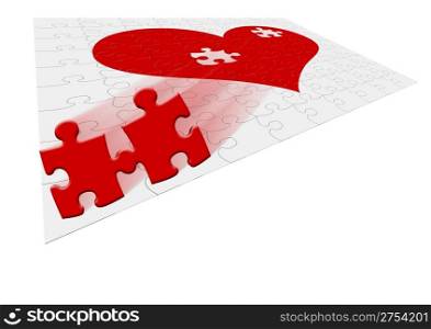 Heart - puzzle. Two fragments of heart symbolize attitudes - motion