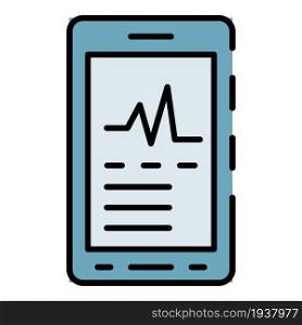 Heart rate apps icon. Outline heart rate apps vector icon color flat isolated. Heart rate apps icon color outline vector
