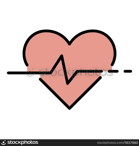 Heart rate icon. Outline heart rate vector icon color flat isolated. Heart rate icon color outline vector