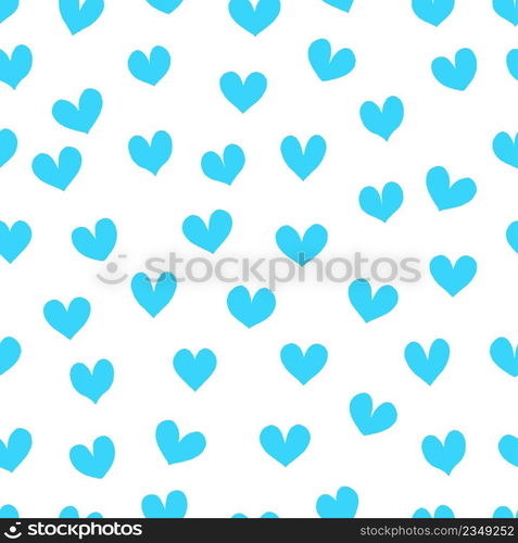 Heart retro seamless pattern. Vintage romantic background. Light blue hearts on a white background