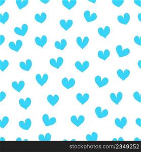 Heart retro seamless pattern. Vintage romantic background. Light blue hearts on a white background