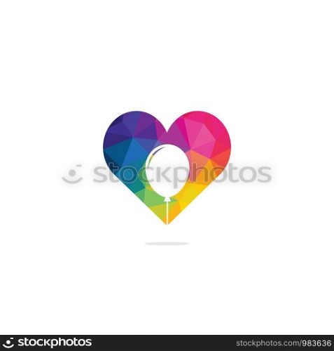 Heart shape balloon logo design. Happiness logotype concept. Celebration air balloon symbol.