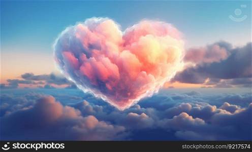 Heart shape cloud. Illustration Generative AI
