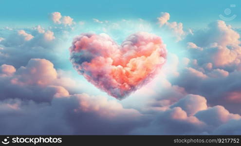 Heart shape cloud. Illustration Generative AI 