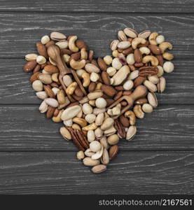 heart shape form made from nuts