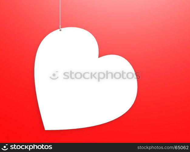 Heart shape hang with red background, 3D rendering