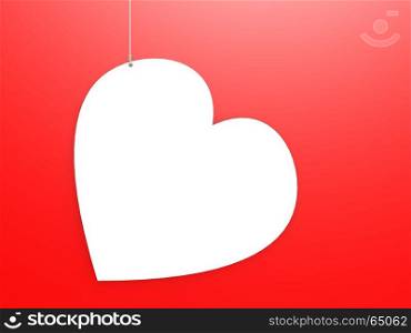 Heart shape hang with red background, 3D rendering