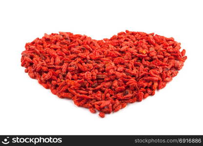 heart shape of Goji berry isolated on white background