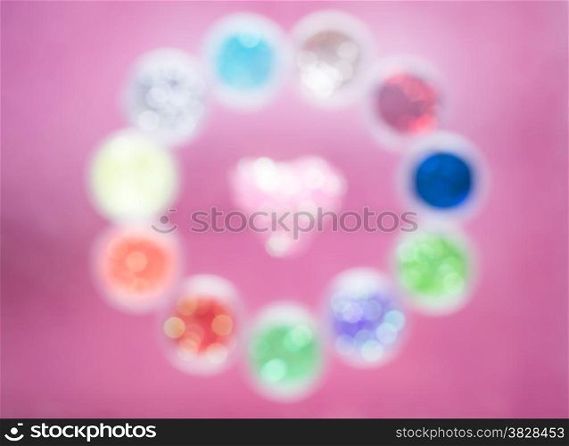 Heart shape surrounding by color circle on pink background,valentines concept love protection