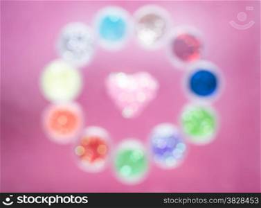 Heart shape surrounding by color circle on pink background,valentines concept love protection