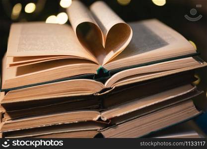 heart shaped book pages. Christmas atmosphere