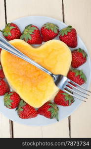 heart shaped cheesecake with strawberryes ideal cake for valentine day