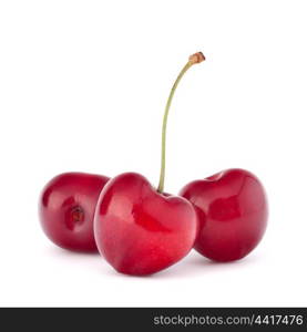 Heart shaped cherry berries isolated on white background cutout