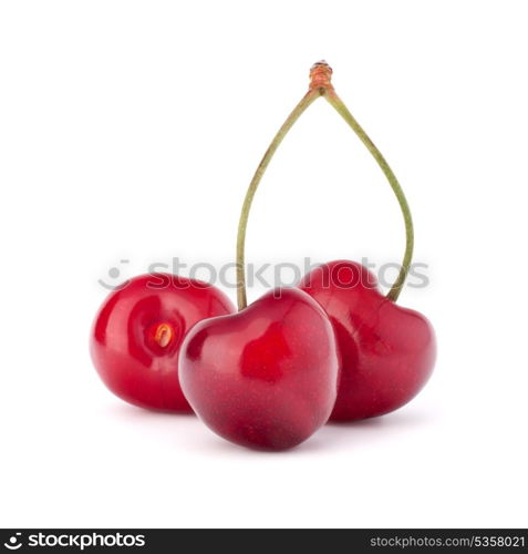 Heart shaped cherry berries isolated on white background cutout