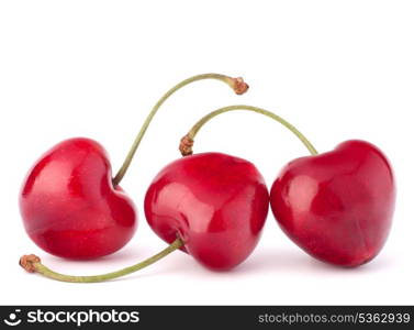 Heart shaped cherry berries isolated on white background cutout