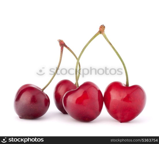 Heart shaped cherry berries isolated on white background cutout