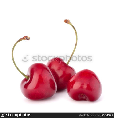 Heart shaped cherry berries isolated on white background cutout