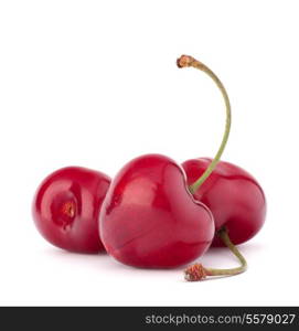 Heart shaped cherry berries isolated on white background cutout