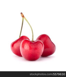 Heart shaped cherry berries isolated on white background cutout