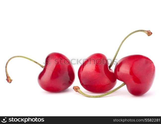 Heart shaped cherry berries isolated on white background cutout