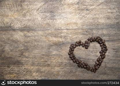 Heart shaped coffee beans, valentine concept