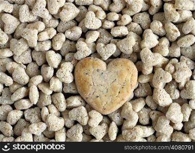 Heart shaped cookies on wooden table background